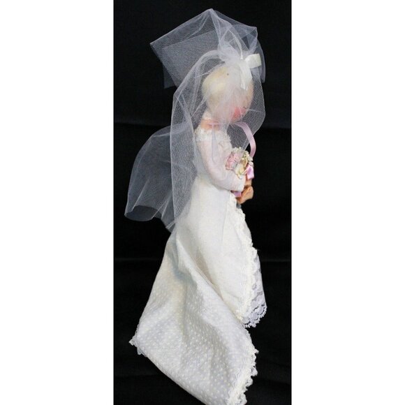 VTG 1983 Annalee Mobilitee Doll 9'' Bride White Lace Veil Flower Bendable Limbs - Picture 7 of 11